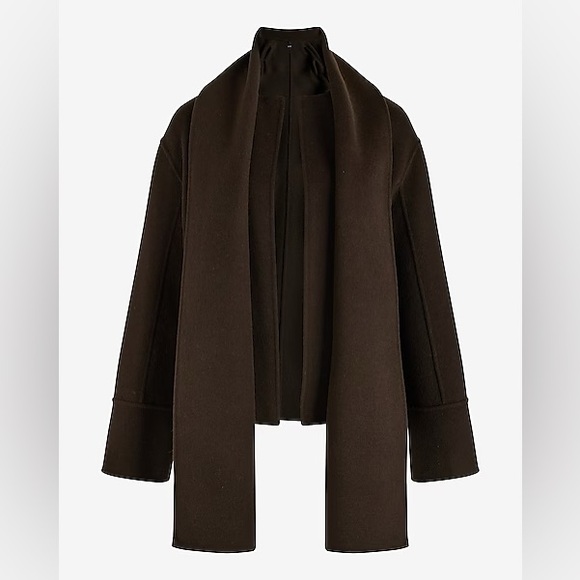 Express Wool-Blend Scarf Collar Coat in Espresso - Picture 6 of 9